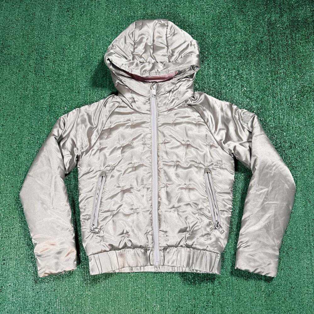 Women’s The North Face Metallic Silver Quilted Full Zip Hooded Puffer Jacket XS